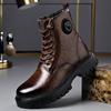 Herren Echtleder Martin Stiefel - Herbst/Winter 2025, Britischer Stil, Wollfutter, Einteiliges Rindsleder