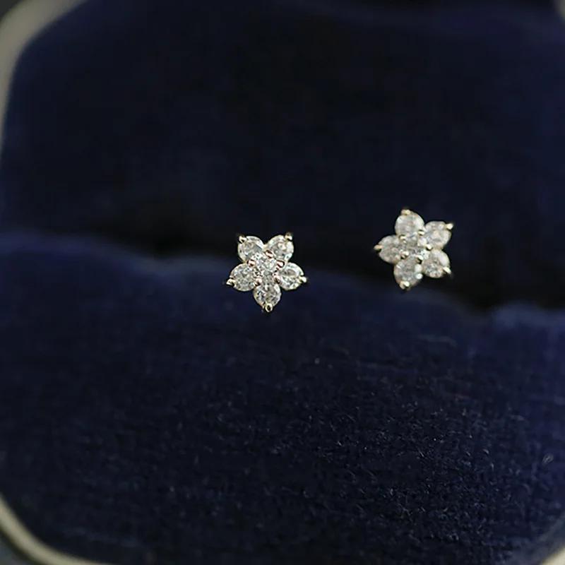 Five-Pointed Star Zircon Earrings S925 Silver Elegant Trendy Women's Accessories Gift for All Occasions