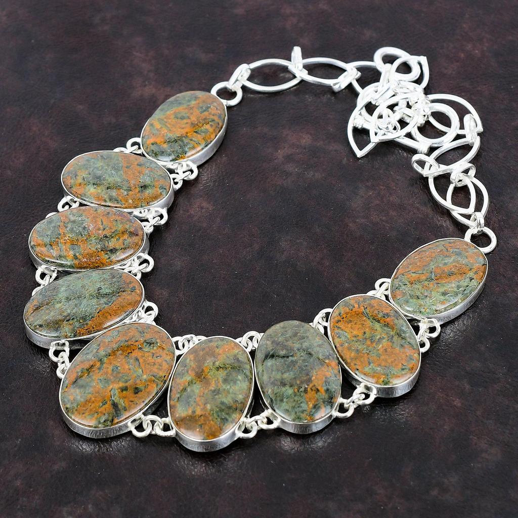 Colier granat spessartin în calcar Colier lucrat manual Colier din argint 925 Colier cu lanț reglabil Bijuterii cu pietre prețioase pentru cadouri