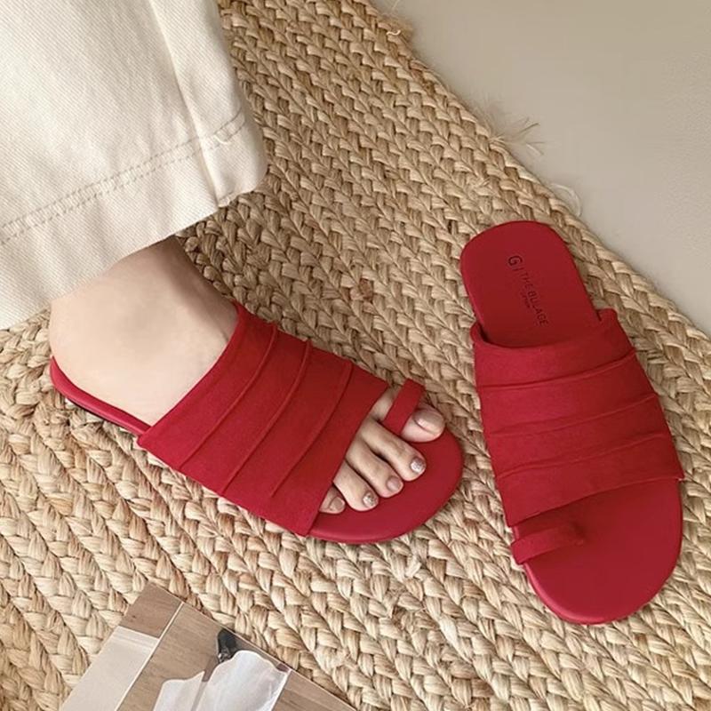 

Fashion Flats Women Slippers Clip Toe Fashion Shoes Summer Casual Woman Sandals 2025 Trend Travel Beach Flip Flops Cozy Zapatillas Mujer 40 красный