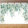 Spring Green Photography Background, Green Eucalyptus Tree Leaves Banner Baby Gift Party Birthday Wedding Photography Studio