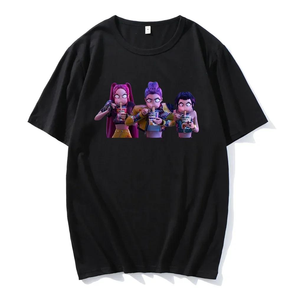Men s fashion trend K-pop Devil Hunter 100% pure cotton short-sleeved T-shirt round-neck casual top S