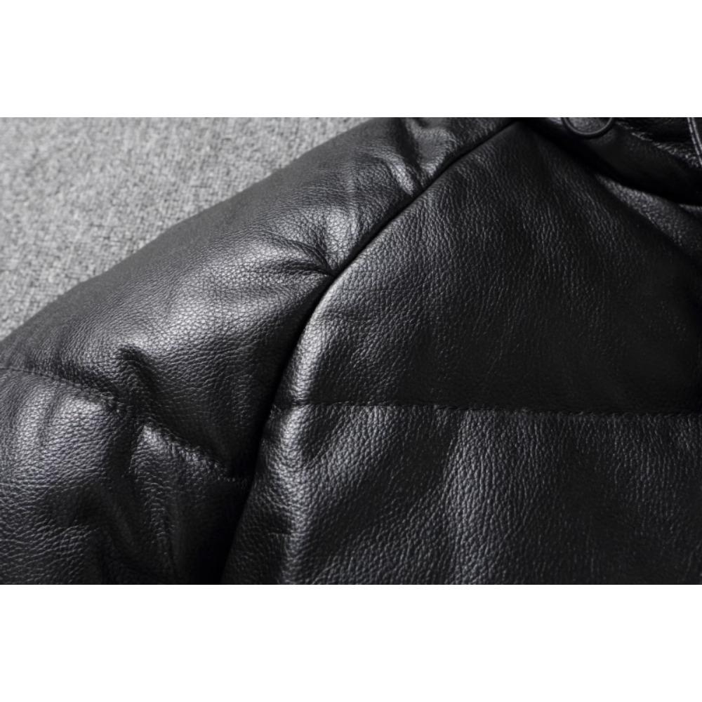 Chinese Size Thick Men Leather Jacket Hood Warm Down Coat Winter Long Down Jackets Genuine Cow Leather Coats Mens Clothing