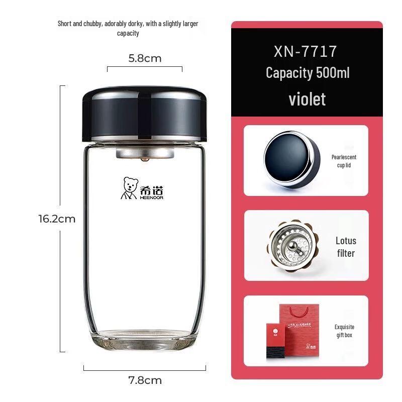 Xinuo Heat-Resistant Borosilicate Glass Mug with Lid and Filter
