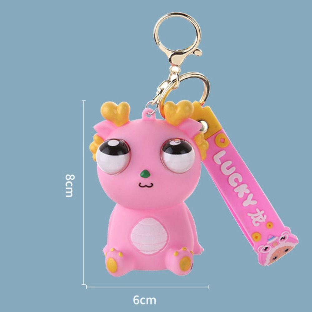 Simulation Dragon Burst Eye Dragon Keychain Cartoon Animal Novelty Doll Pop-eyed Dragon Pendant Funny Creative