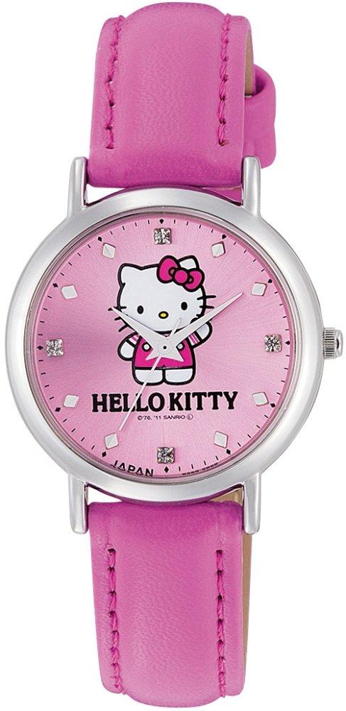 

Жіночий аналоговий годинник Citizen Рожевий Hello Kitty з водонепроникним шкіряним ремінцем Q&Q, Японія, 0017N003