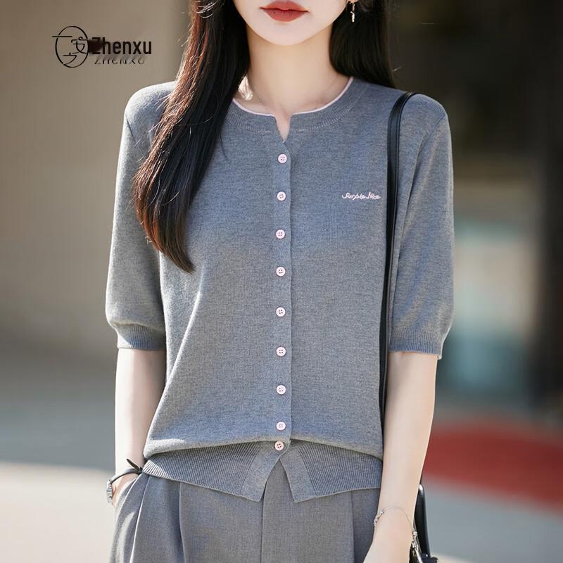 Women s Linen Silk Blend Embroidered Short Sleeve Top L