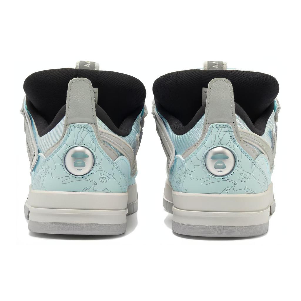 Aape X Li Ning Slip Resistant Abrasion Resistant Low Top Skateboard Shoes Men's Gray Blue AECS087-6