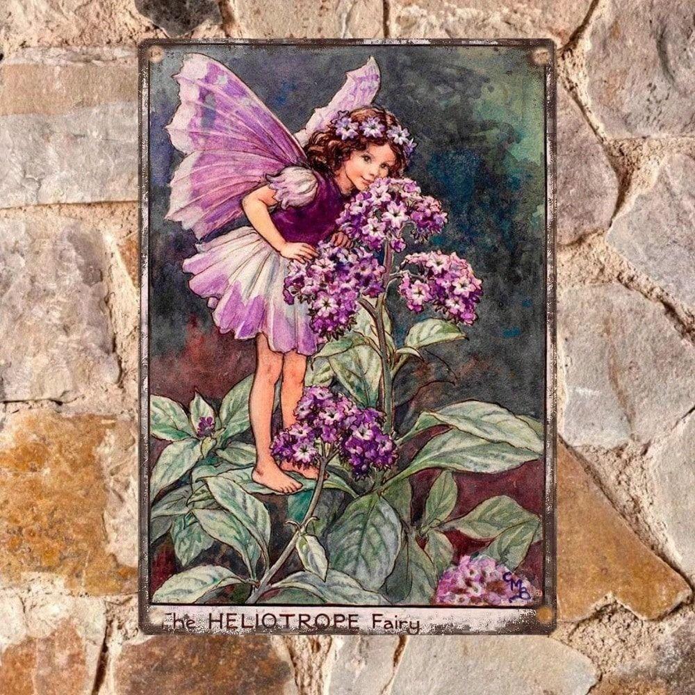 Vintage Purple Fairy Tin Sign, Gothic Wall Decor Metal Poster