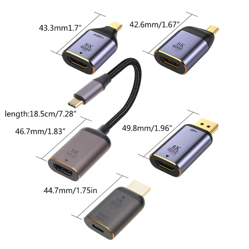 8K 60hz Type C Adapter USB C /DP/Mini DP to hdmi-compatible Converter for PC Computer TV Display Phone Cable