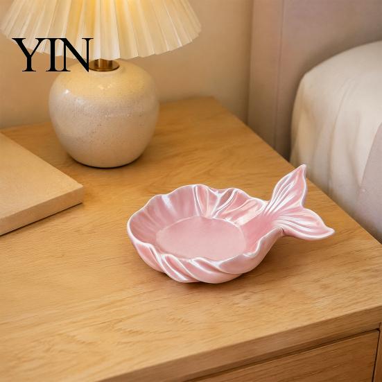 Pearlescent Makeup Tray Fishtail Jewelry Storage Tray, Large Capacity Groove Design, Design 3D Printing Desktop Ornament, for Rings And Necklaces