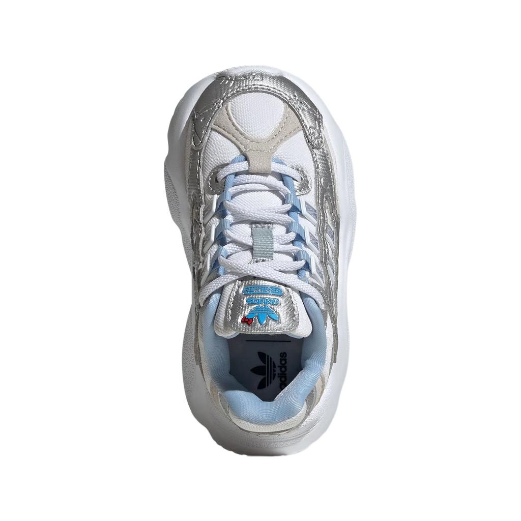 Hello Kitty x adidas Ozmillen Elastische Schnürung I Weiß Leuchtblau Grau Babysneaker Wolkenweiß Grau-Eins IF7030