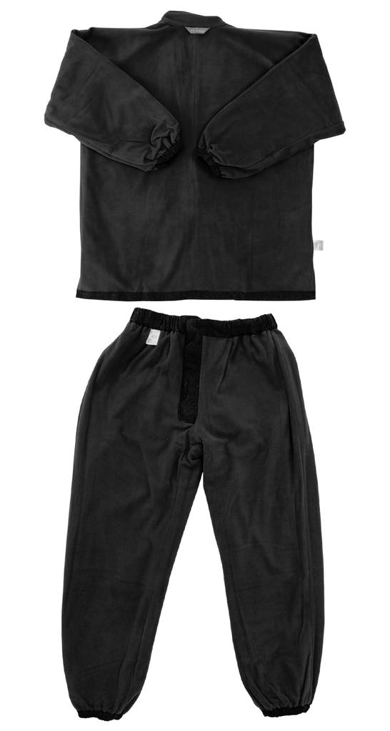 Kyoetsu Men's Winter Samue, Padded, Tsumugi-Style Fabric with Fleece Lining, Size 16 (M, Black)