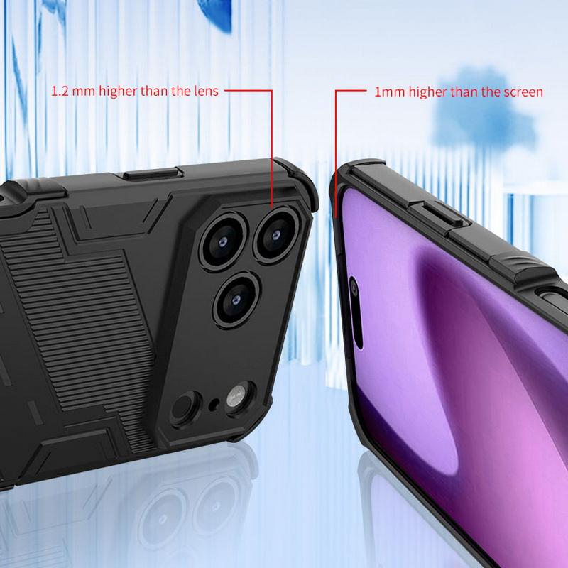Shockproof Armor Stand Case For iPhone 17 Pro Max Coque iPhone 16 15 14 13 Pro Max Hybrid TPU+PC Hidden Phone Holder Cover