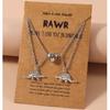 Pingyongchang Dinosaur Pendant Necklace Set Handmade Love Heart Dinosaur Couple Matching Pendant Necklace Set for Women Men Friend Adjustable Heart