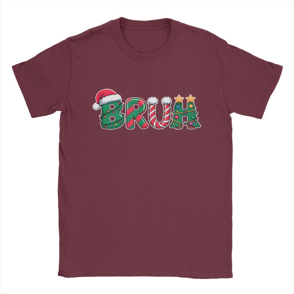 Bruh Funny Christmas Meme T-Shirt Men  Fashion Cotton Tees Round Collar Short Sleeve T Shirt Adult Clothing