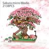 Sakura Tree House Building Blocks Diamond Blocks Japanese Street View Cherry Blossom Model Toys Micro Bricks Toys For Girls Gift