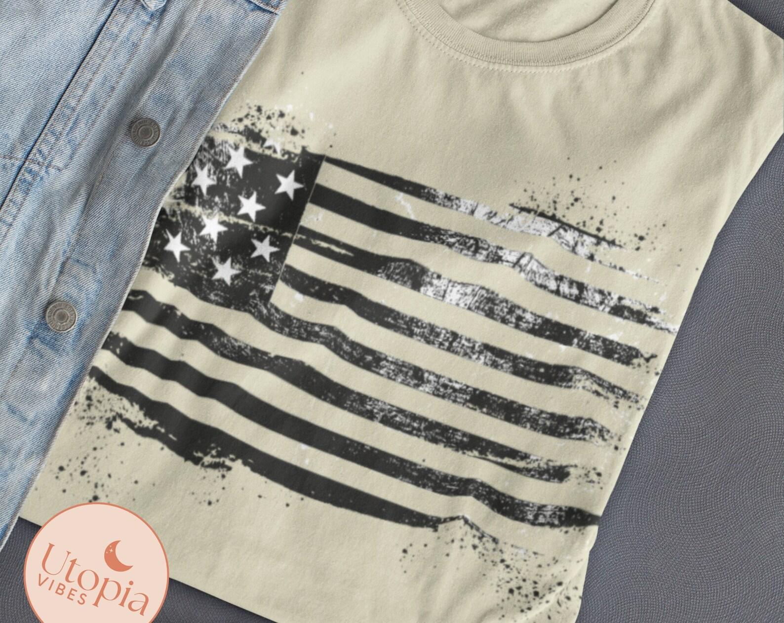 USA Flag Unisex T Shirt, Patriotic American Tee, Army Style, 100% Cotton, USA Flag Distressed Design T Shirt 3XL