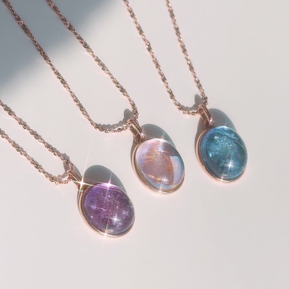 

92.5 Silver Glory Crystal Necklace W 03. Blue Sky