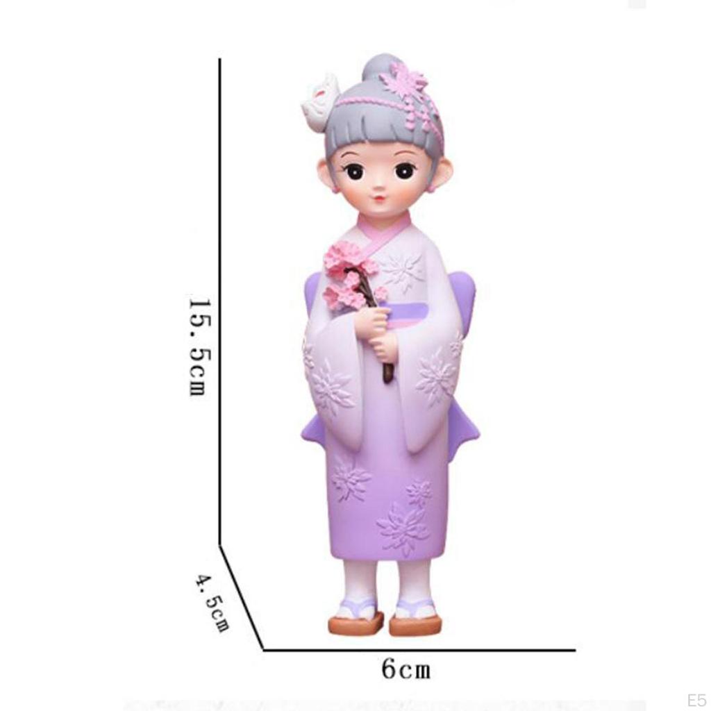 Asian Kabuki Figurine Japanese Kimono Geisha Doll Desktop Folk Ethnic Decoration Resin Statue