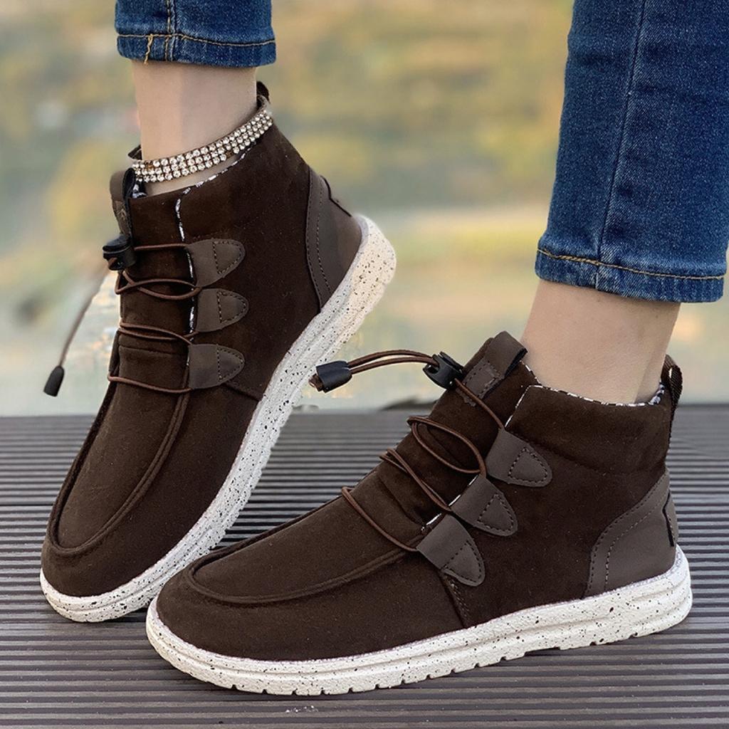 Large size autumn and winter new cotton shoes comfortable flat heel soft sole high top velvet thickened warm casual cotton boots