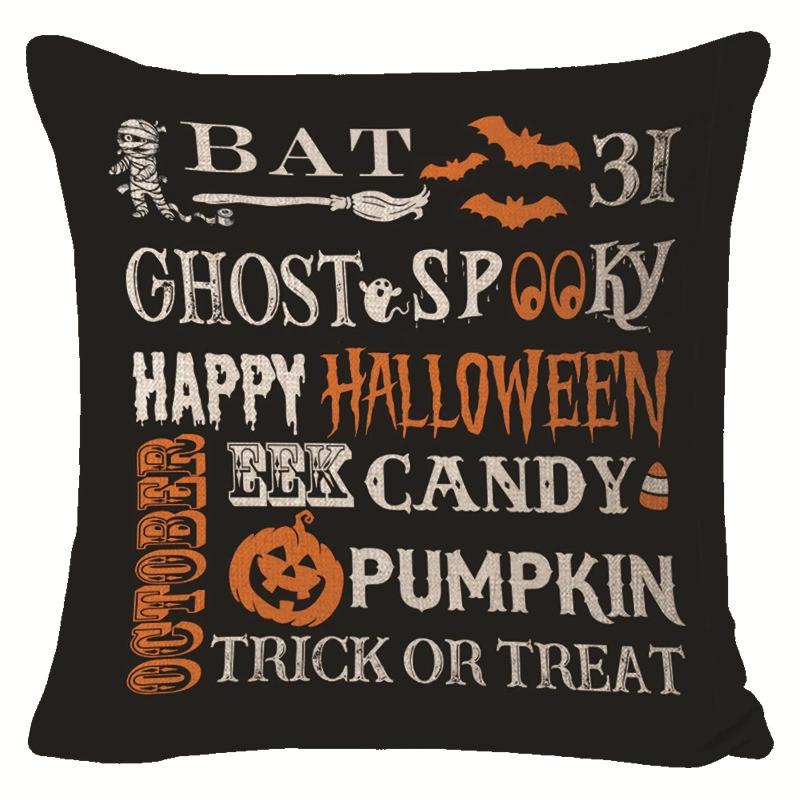 Creative Halloween Decoration Cushion Cover Classic Skull Pumpkin Series Printed Pillowcase Terrifying Bat Pillow Cover
