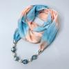 Chic Printed Scarf Necklace with Pearl and Bead Accents – Lightweight Chiffon Infinity Scarf for Women, Fashion Statement Accessory