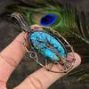 Tibetan Turquoise Handmade Copper Wire Wrap Jewelry Pendant 3.23" a0c96
