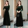 Frauen Herbst Winter Kleid Big Swing Einfarbig Rundhals Langarm A-linie Weiche Warme Dicke Pullover Dame Prom party Abendkleid