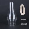 L555 Retro Lotus Kerosene Lamp Head with Metal Regulator, Glass Shade, and Wick