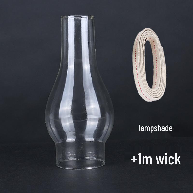 L555 Retro Lotus Kerosene Lamp Head with Metal Regulator, Glass Shade, and Wick
