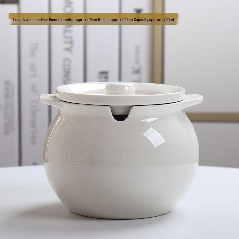 Ceramic Double-Handled Lard Jar with Lid - High-Temperature Resistant Kitchen Oil Storage Pot