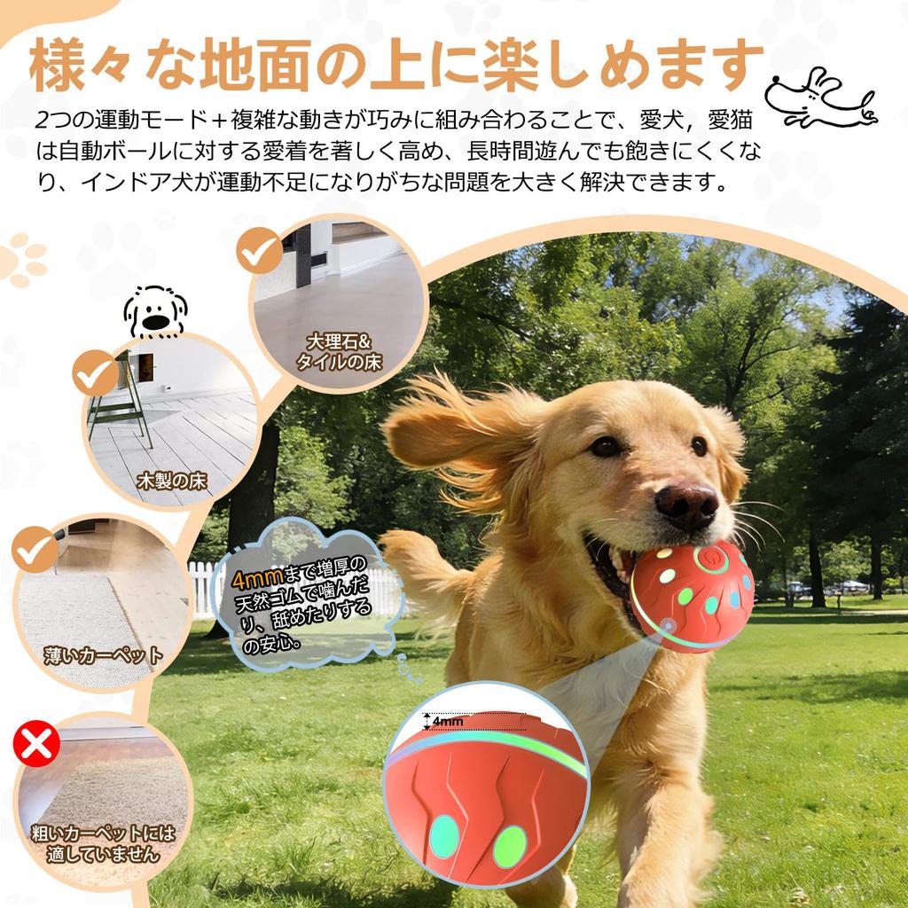 Candykenny Automatic Moving Dog Ball Toy with LED Lights Direct from Japan