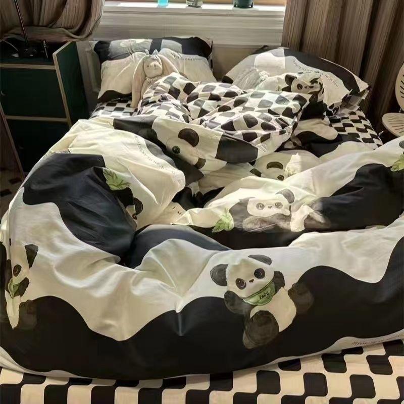 INS Pink Solid Color Bedding Set Girls Boys Single Double Size Flat Sheet Duvet Cover Pillowcase Bed Linens Home Textile