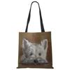 Unique Design Westie Dog Painting Square Handbag for Women Shoulder Bags Large Capacity Eco Linen Totes KTY