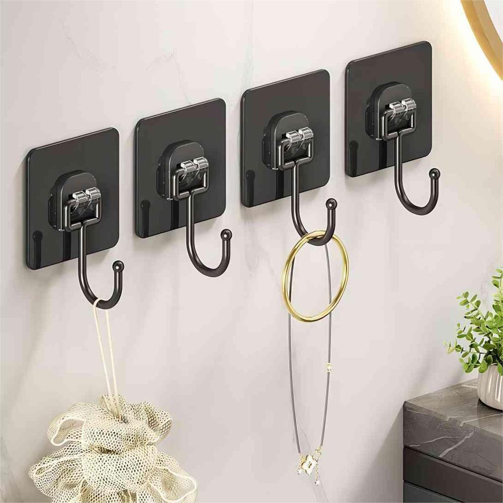 10Pcs Strong Self Adhesive Hooks Punch-free Door Wall Hangers Hook for Kitchen Bathroom Home Towel Bags Storage Hanging Holder