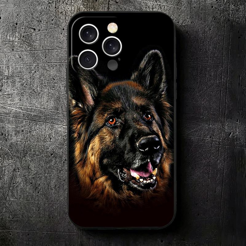 German Shepherd Dog Soft Phone Case for iPhone 16 16E 17 Air 15 Pro Max 14 Plus 13 Mini 11 12 7 Black Cover Back Shell