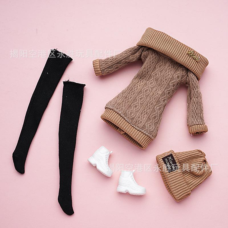 New 6'30cm Doll 11 Inch Mini Baby Clothes Fashionable Wool Jumpsuit Hat Pants Toy