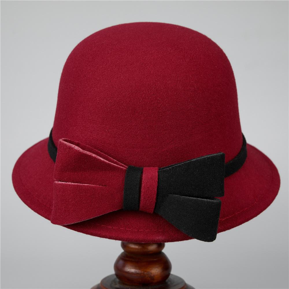 Hat Women's Autumn and Winter Warm Top Hat Thickened Woolen Felt Basin Hat Casual Bucket Hat