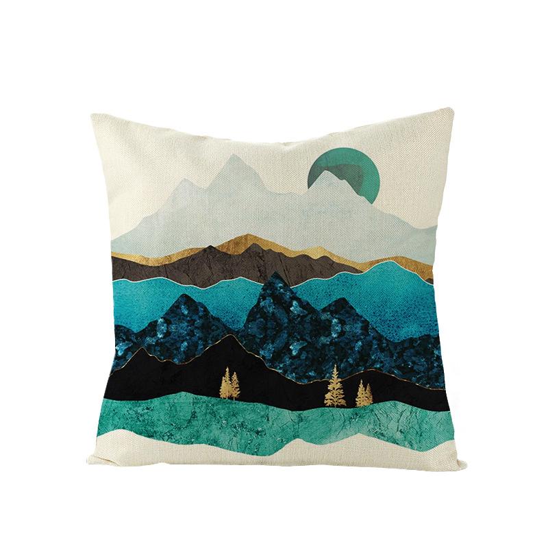 Home Landscape Polyester Pillowcase Home Digital Printing Sofa Cushion Waist Pillowcase