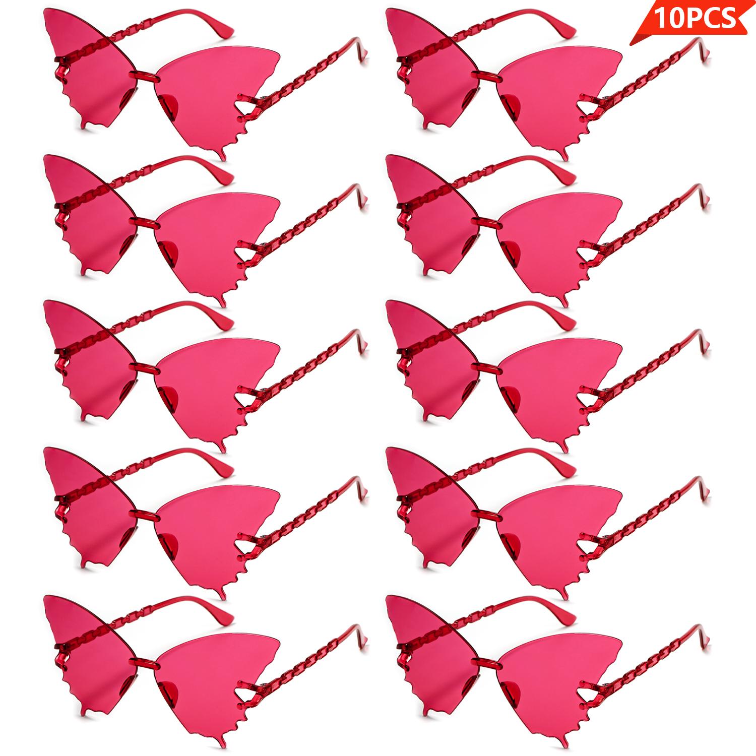 

Набор из 10 очков с ярким мотивом бабочек | Стильная поликарбонатная оправа, подходящая для повседневной носки и в качестве аксессуара для вечеринок