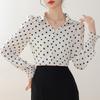 Women Blouses Shirts 2025 Spring Long Sleeve Women Blouse Shirt Turn Down Collar Dot Chiffon Blouse Shirt Women Tops J912
