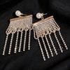 Exquisite Rhinestone & Pearl Tassel Stud Earrings - Niche Design, Bold and Versatile with High-End Appeal