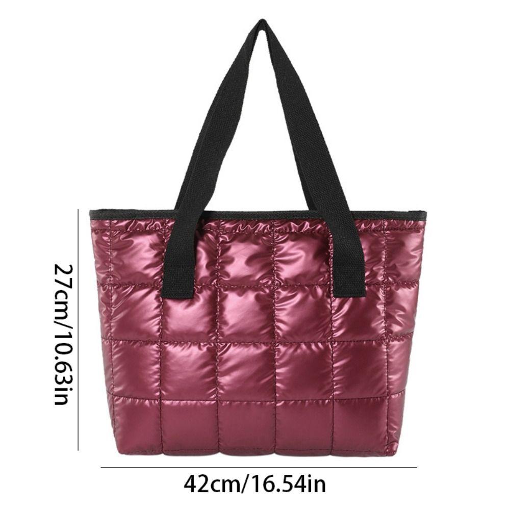 Underarm Down Cotton Tote Bag Soft Puffy Bag Trendy Cotton-padded Handbag  Girls