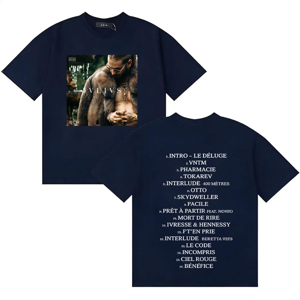 French Rapper SCH JVLIVS Tour Inspired Gothic High Quality Casual Oversized TShirt Unisexs Womens Cozy Summer Tee Shrits Teenagers