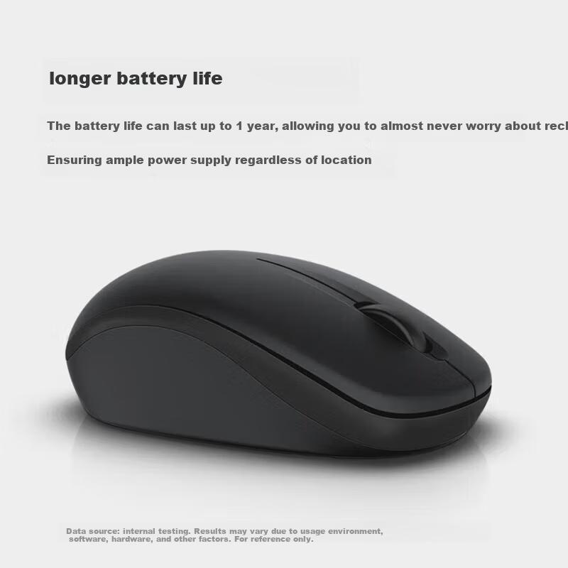 Dell WM126 Wireless Mouse Office Symmetric Mouse with 2.4G Receiver Black
