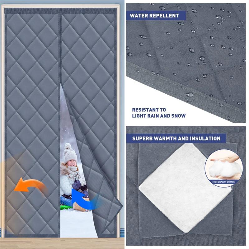 Magnetic Thermal Insulated Door Curtain Energy-Saving Privacy-Protecting Windproof Waterproof Cotton Curtain for Heater Room