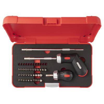 Ratchet Screwdriver Set Bit Insertion 37 Pieces RDS32, & 6.35mm (1/4"), Red,