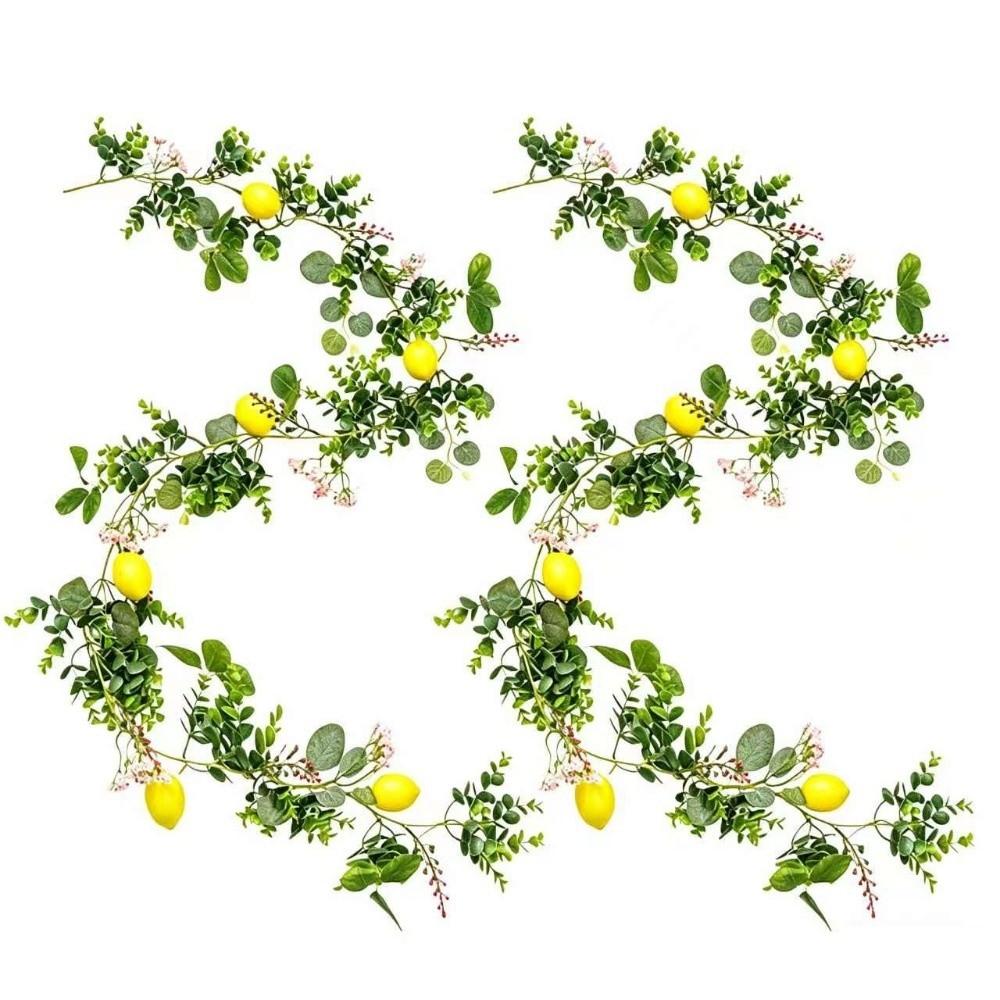 200CM Length Lemon Vine Wreath Green Leaves Lemon Garland Fake Plant  Kitchen Decor