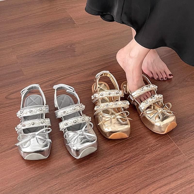 Dream Star and Moon Flat Bottom Shallow Mouth Mary Jane Shoes Women's Summer Bow Sweet Empty Bag Head Sandals European Light Luxury